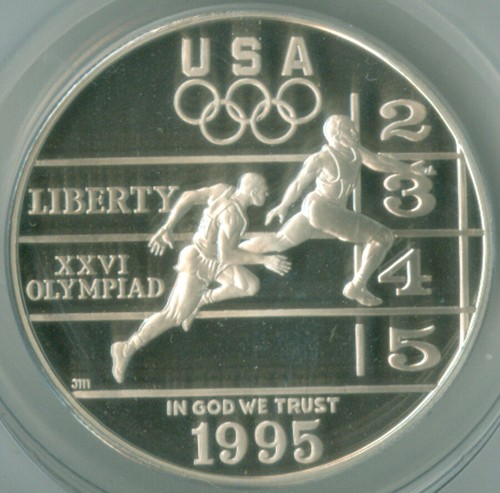 1995-P Olympics Track Silver Dollar ANACS PF 69 DCAM FREE S/H (2126375) - Picture 2 of 4