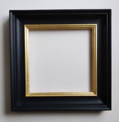 Schwarzer Holzrahmen für 8x8 Zoll Leinwand (202x202 mm) handbemalt Golddetail 