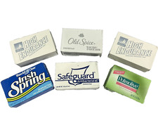 Lote de 6 barras de jabón de baño vintage especias antiguas Irish Spring Safeguard Palmolive con caja