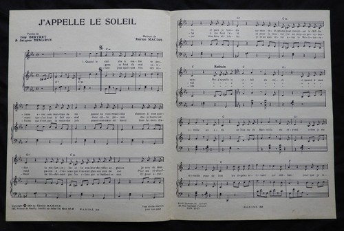 Partition 1965 : ENRICO MACIAS / J'APPELLE LE SOLEIL - Picture 2 of 2