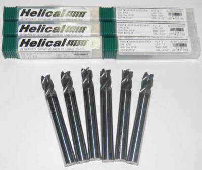 6 Pc. Helical 5/16''x 1/2'' Vari. Pitch High Perf. Carbide End Mills w/C.R-SST,TI