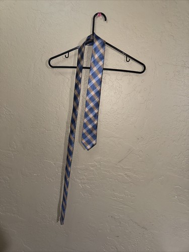 MICHAEL KORS MENS TIE BEIGE BLUE AND WHITE 2.6 X 59 - Picture 7 of 7