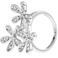 Rhodium Plated Ring W/ Flower Bouquet Design & Crystals By Matashi (size 6) on sale Rhodium Plated Ring W/ Flower Bouquet Design & Crystals By Matashi (size 6) on sale