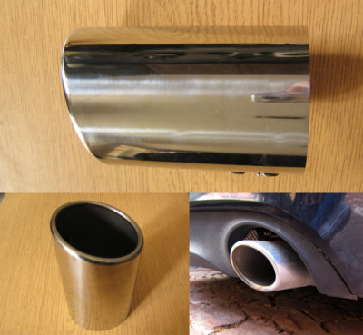 Edelstahl Chrom Auspuff Spitze 88mm Endrohr Sport Oval Blende Audi Style