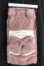 Baby Blanket 4 Piece Gift Set Sleepy Bunny Pink Booties, Hat, Blanket Soft NEW