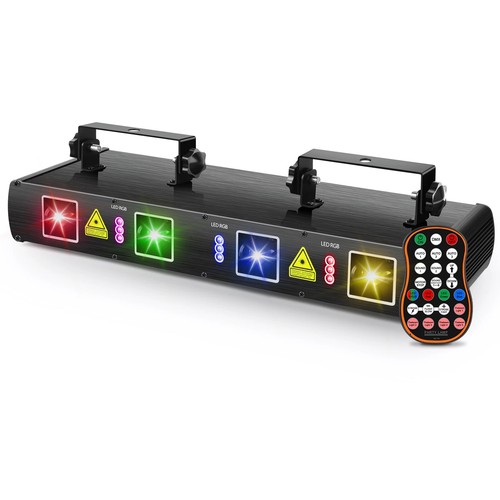RGB Y Mini Four-hole Laser LED Stage Light Line Laser with Remote Control DMX - Picture 2 of 5