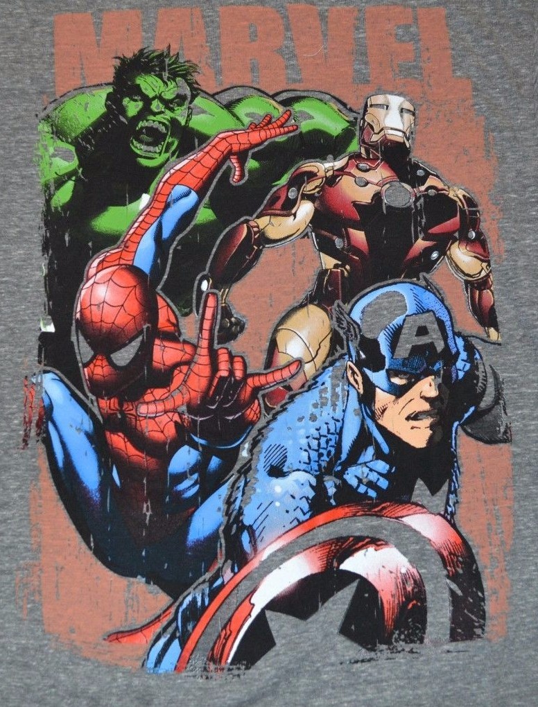 MARVEL Comics Avengers Hulk Captain America Ironman Spider-man Adult  T-Shirt Tee