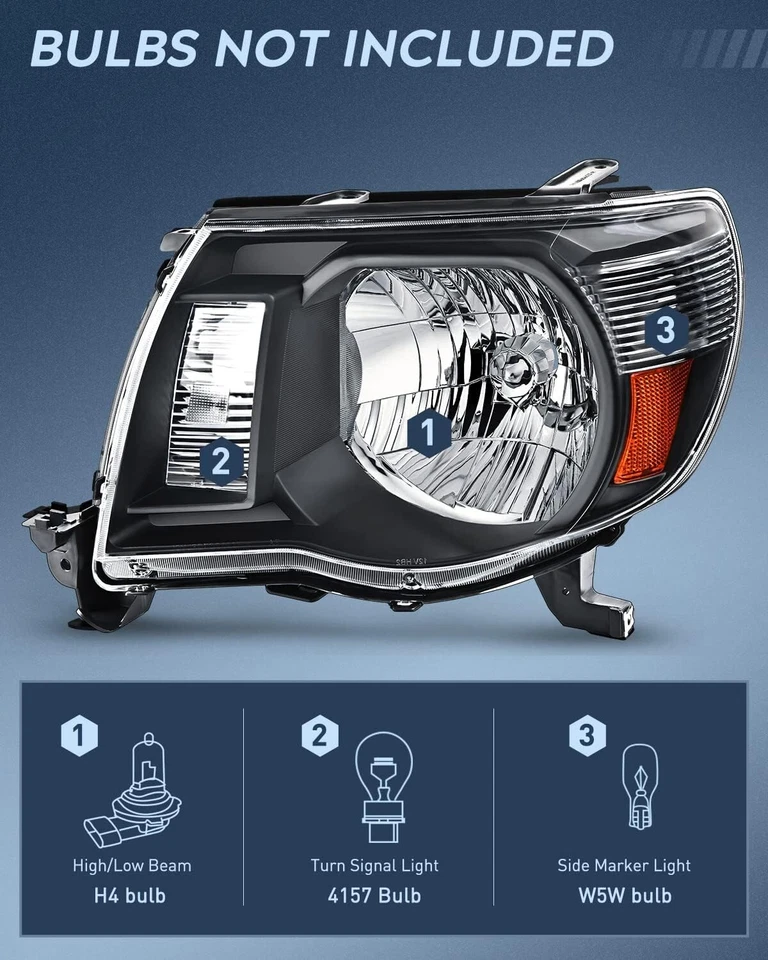 Se adapta a Toyota Tacoma 2005-2011 faros negros luz 05-11 izquierda+derecha Foto 2 de 4