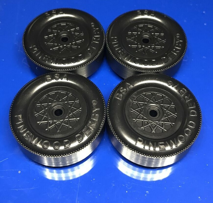 Pinewood Derby Wheels Polish Axles Lathed Tread RACE READY Bore Prep