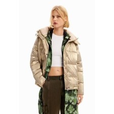 Desigual Padded Komoderi Qualitied Puffer Jacket Khaki Size 44 /us 10 Nwt