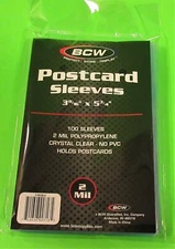 100 U.S. POSTCARD POLY SLEEVES, CRYSTAL CLEAR - 3-11/16" x 5-3/4"- ARCHIVAL SAFE