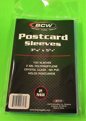 100 U.S. POSTCARD POLY SLEEVES, CRYSTAL CLEAR - 3-11/16'' x 5-3/4''-ARCHIVAL SAFE