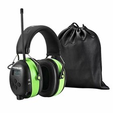 Bluetooth Headphones with FM/AM Radio, Rechargeable Protector w/ Digital Display