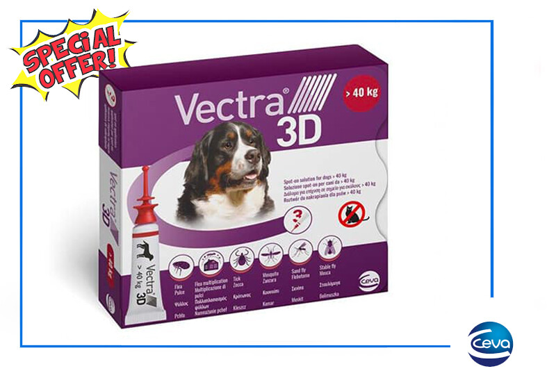 ANTIPARASSITARIO CANI "VECTRA 3D" 3 PIPETTE (PESO OLTRE 40 KG) OFFERTA