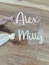 Acrylic Gift Tag | Name Place Setting | Personalised Tag | With Chiffon Ribbon