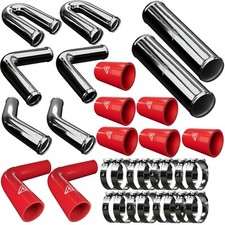 51mm 2" Universal Intercooler Kit Pipe Hose Red HOSES Alloy Silicone ASH FMIC