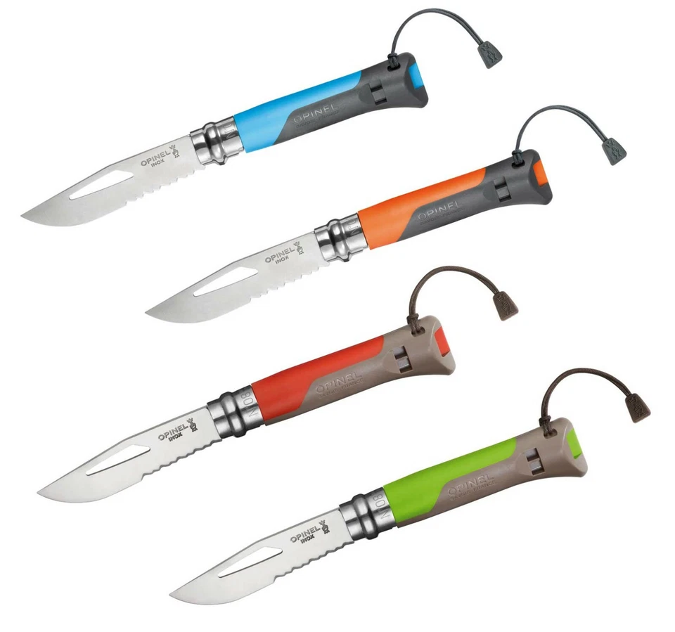 Opinel Taschenmesser No 08 OUTDOOR Earth Fluo Kinder Camping Pfadfinder Messer