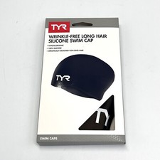 TYR Silicone Swim Cap Adult Black Wrinkle Free Long Hair Hypoallergenic