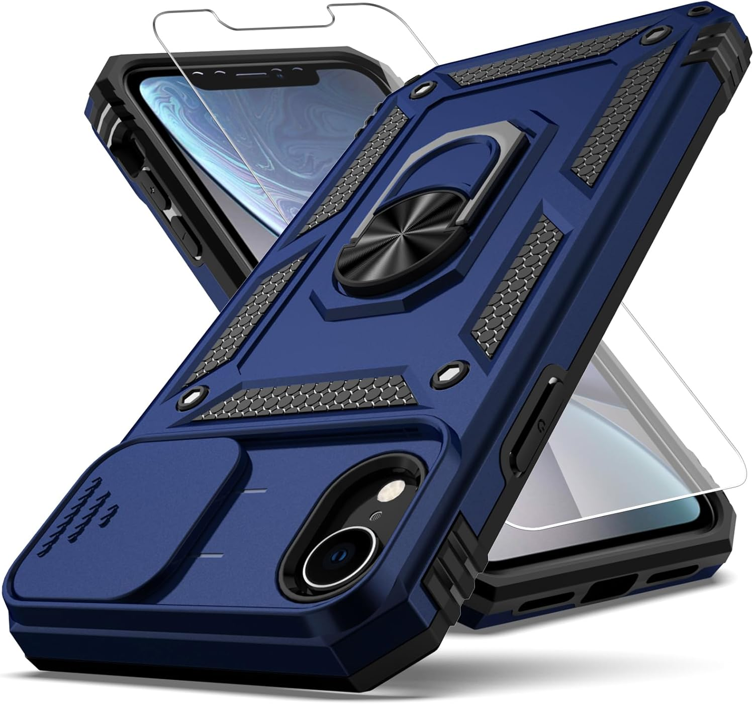 For Iphone XR Case,With Camera Lens Cover HD Screen Protector,[Military Grade] R