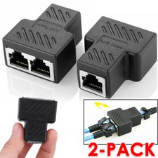 RJ45 1 to 2 Ways Splitter Adapter Dual Female Port LAN Ethernet Cable CAT5/6/7