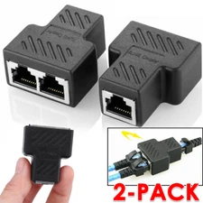 RJ45 1 to 2 Ways Splitter Adapter Dual Female Port LAN Ethernet Cable CAT5/6/7