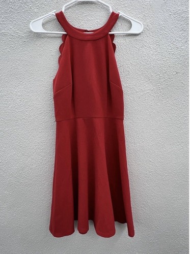 BCX Dress Juniors Dress Size 1 Red Halter Top Scallop Cut