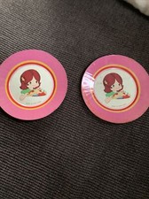RARE Vintage 1979 Miss Merry  s Metal Toy plates lot of 2
