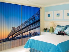 3D City Bridge Sea ZHUA2942 Photo Curtain Window Blockout Fabric Amy 2023