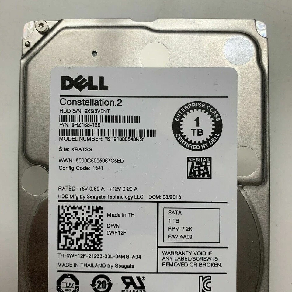 NEW Dell 09KW4J 9KW4J ST91000640NS 1TB 7.2K 6G 2.5" SATA 9RZ168 HARD DRIVE - Image 2 of 4