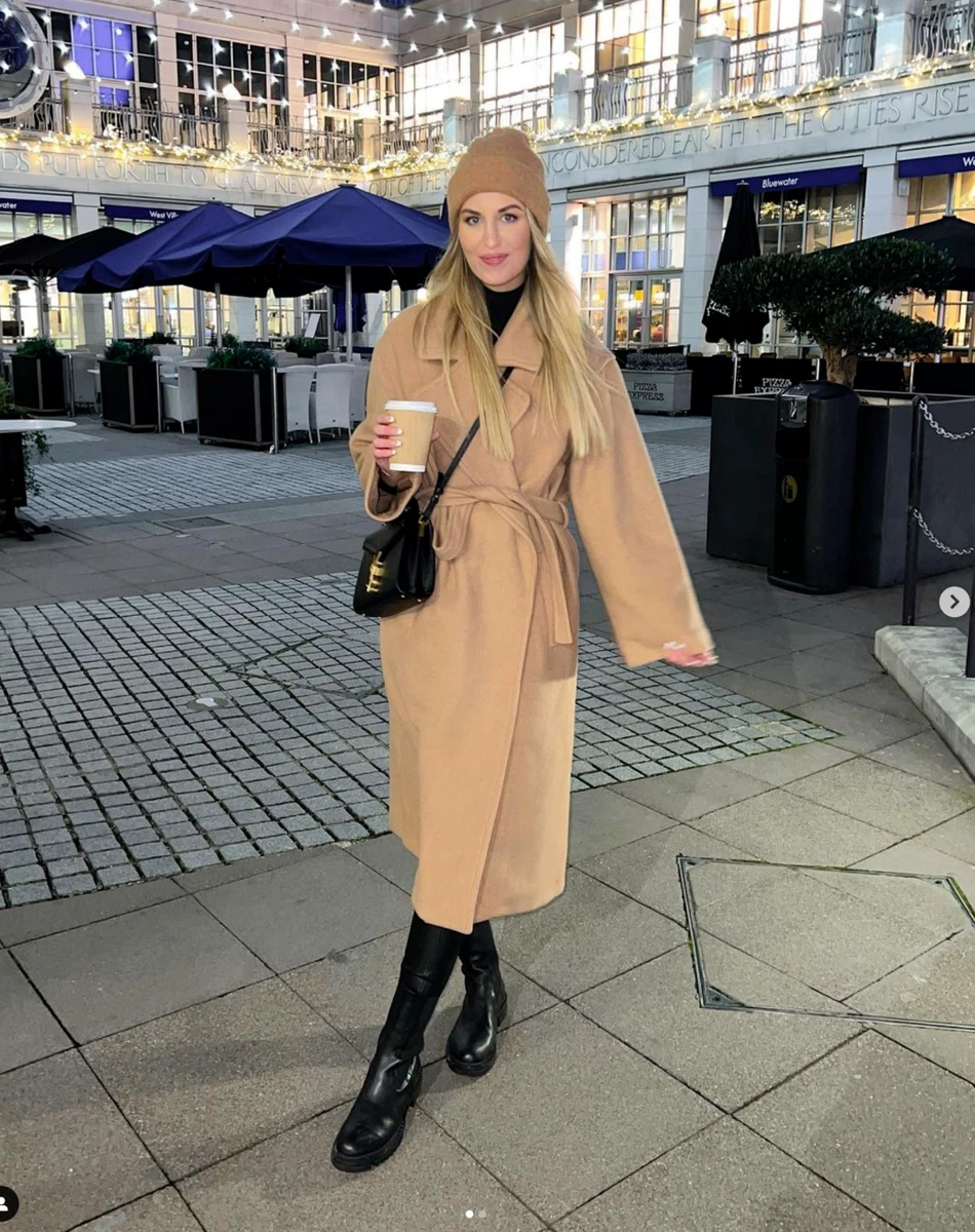 Zara belted coat with high collar Clearance