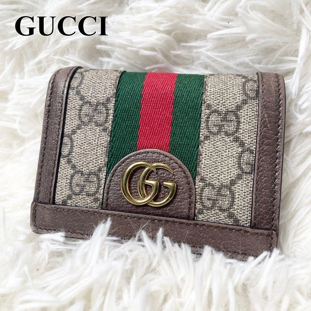 Authentique portefeuille GUCCI Sherry Ophidia GG double pli cuir suprême 523155 du Japon