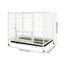 Stainless Steel Dog Crate with Wheels 36.6" Large Heavy Duty Cage for Big Dogs