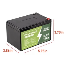 PUJIMAX 12V 17Ah LiFePo4 lithium battery With Built-in BMS for RV Solar Caravans