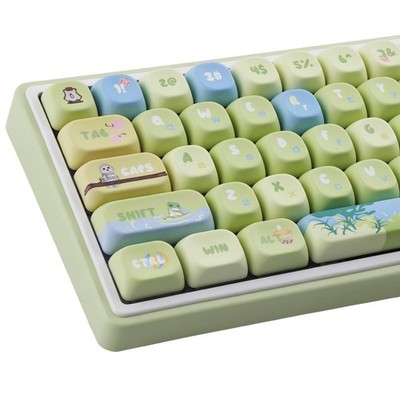 Tsungup Cute Green Keycaps,130 Keys MOA Profile PBT Forest-Themed Custom Keyc...
