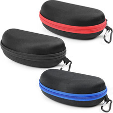 Sunglasses Case 3 Pack Hard Shell with Clip Portable Travel Zipper Eyeglasses Fr