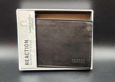 Kenneth Cole Reaction Mens Leather Wallet Black Bifold New in Box NIB