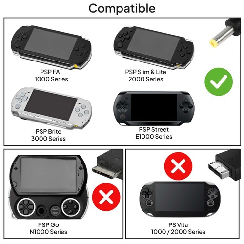 Ladegerät kompatibel mit PSP, EU AC, Schwarz, 100–240V, 50/60Hz, 5V, 10W - Bild 6 von 7