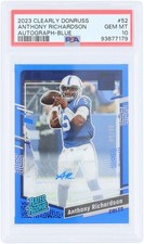 Anthony Richardson Colts Signed '23 Clearly Donruss #52 89/99 PSA 10 Rookie Card