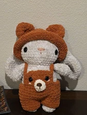 Crochet Bunny Rabbit With Bear Overalls And Hat Hand Made By Nun Cute Stitch