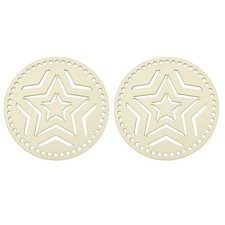 2Pcs Crochet Basket Base, 5.5" Round Wooden Basket Bottoms, Wood Color Stars 