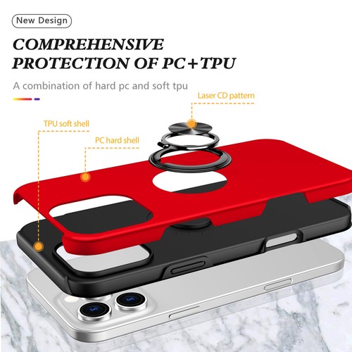 Rugged Magnetic Case with Stand Ring Holder For iPhone 16 Pro Max 16 Plus - Picture 33 of 57