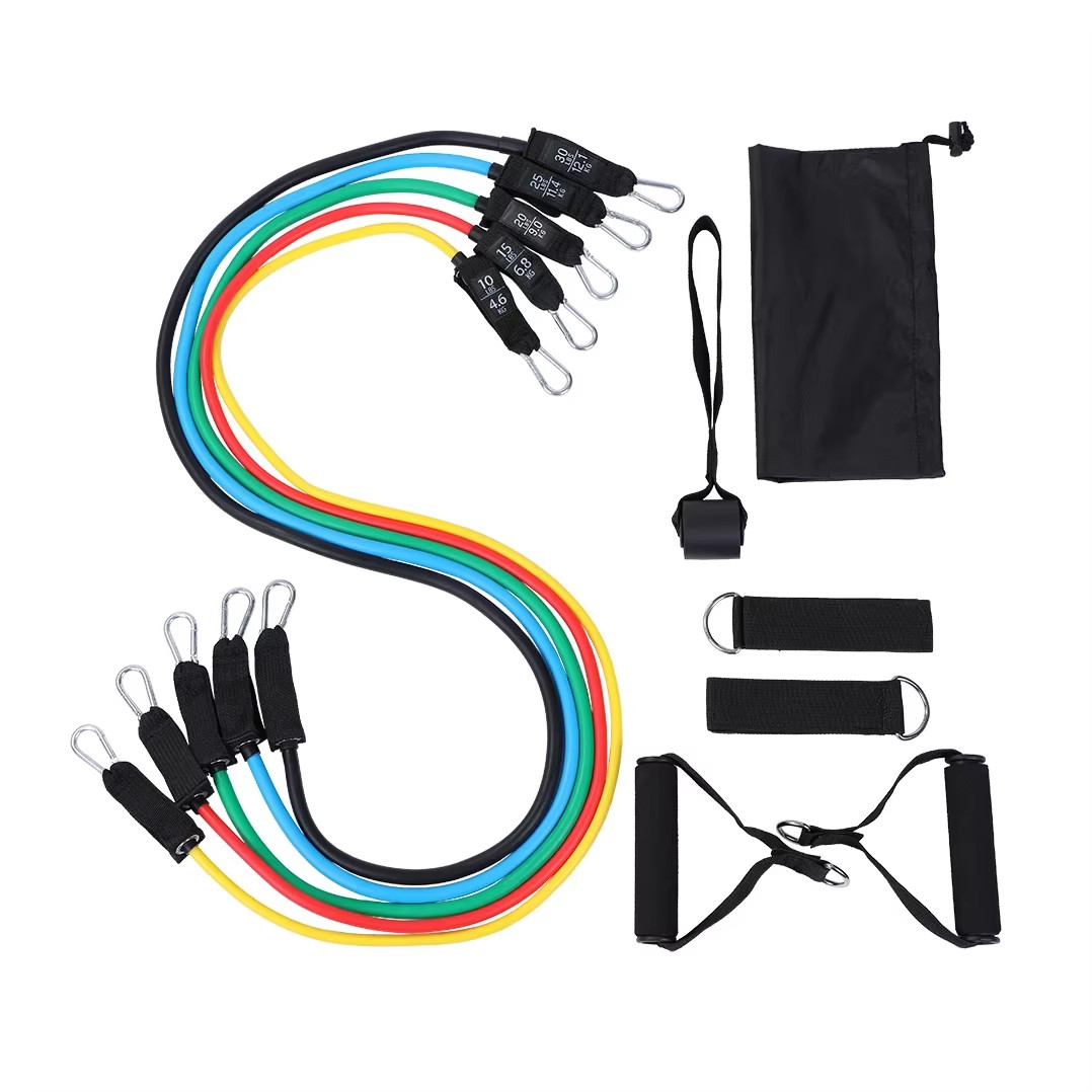 Set With Handles Door Anchor Ankle Straps Exercise Bands For