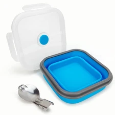 900ml Collapsible Bowl With Plastic Lid for Camping Silicone Lunch Container Set