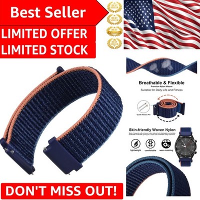 Washable 22mm Navy Blue Nylon Loop Strap - Adjustable Quick Release Watch Band