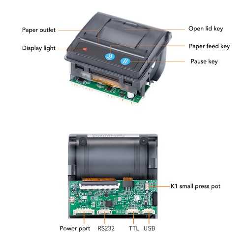 ^Micro Thermal Printer Embedded 58mm Multi Language Mini Serial Port ...