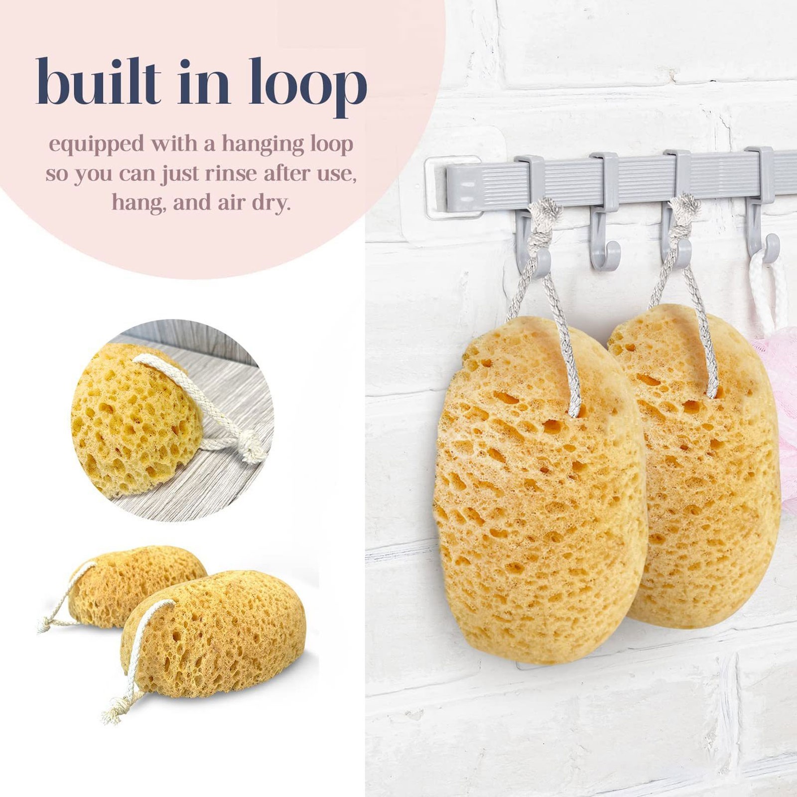 2pcs Soft Exfoliating Bath Sponge For Gentle Body Exfoliation