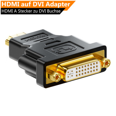 HDMI Adapter DVI Buche zu HDMI A Stecker HD TV DVI-D 24+1 vergoldet Kontakte