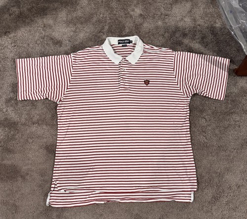 Polo vintage a righe rosse e bianche uomo XXL cotone manica corta vestibilità classica - Foto 2 di 13