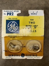 Vintage GE 2 Flashlight Bulbs - Clear. PR2. Size D Cell, General Electric