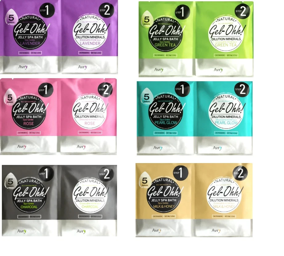 AVRY BEAUTY GEL-OHH Jelly Spa Combo pack of 6 Scents, 2 each (12 packs)